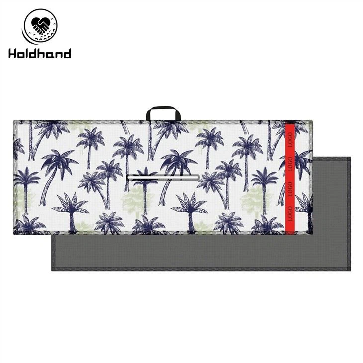 Single-sided Floral Printed Golf Towel With Custom Logo